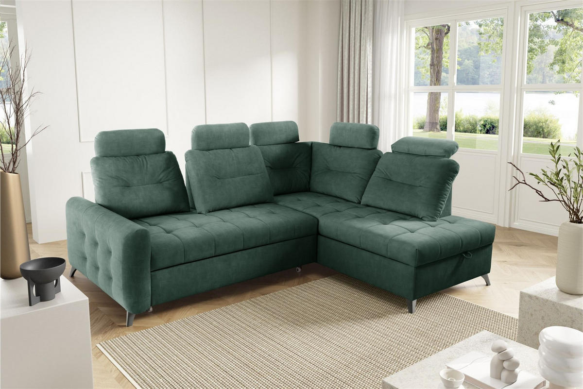 ECKSOFA Wendie - Grün, Holzwerkstoff/Textil (250/200cm) - Fun Möbel