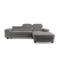 ECKSOFA LOVE L Rechts mit Schlaffunktion 124x210 Chenille Grau - Schwarz/Grau, Holz/Textil (205/284cm) - Muffo
