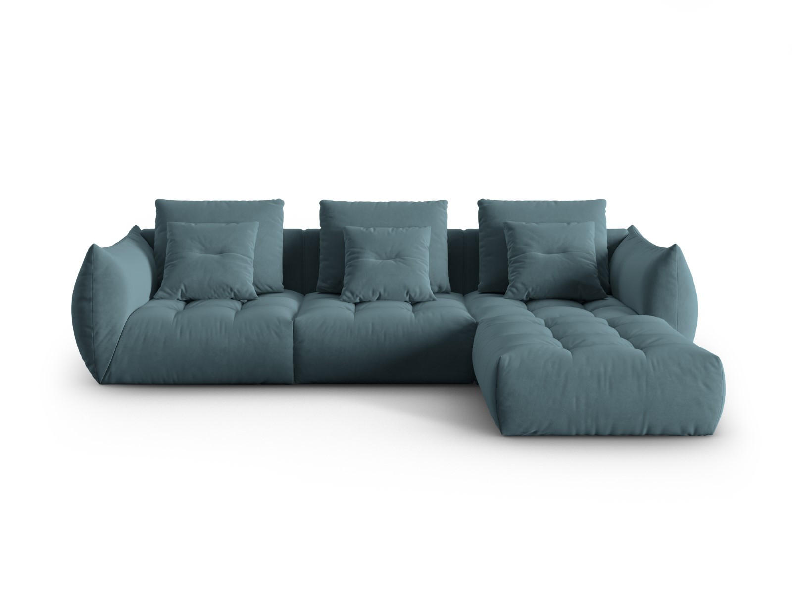 ECKSOFA modular links Bloom aus Samt pastellblau 2 Sitzplätze - Pastellblau, Textil (216/332cm) - Micadoni