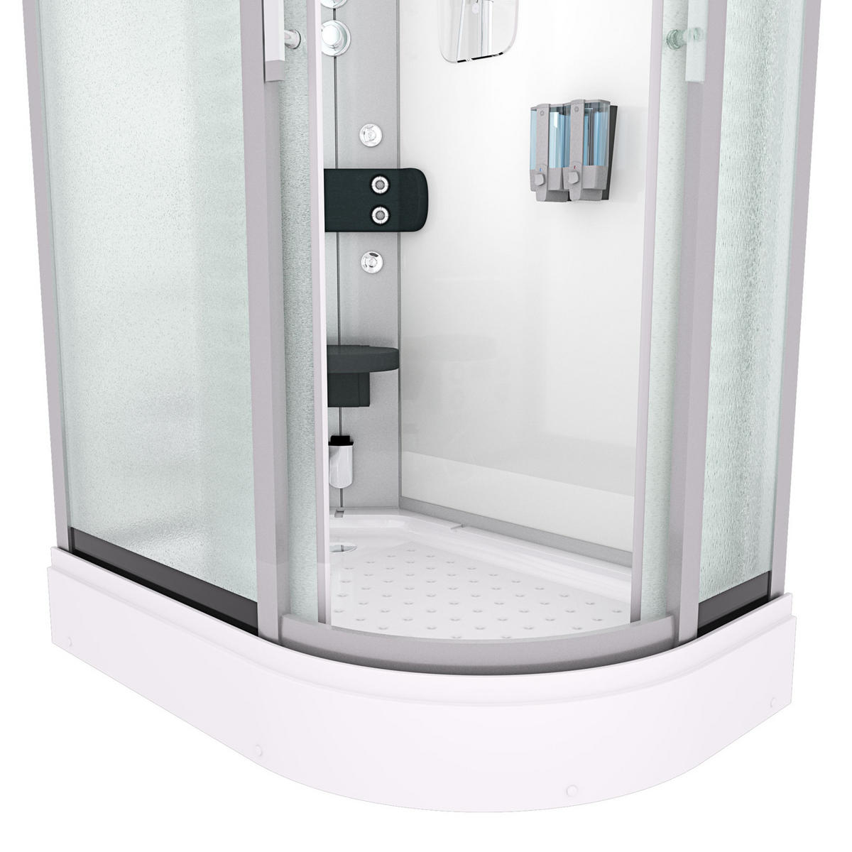 DUSCHE Duschkabine D60-70M1R Weiß 80x120 - Weiß, Glas/Kunststoff (80/120/215cm) - AcquaVapore by Sandra Jentho