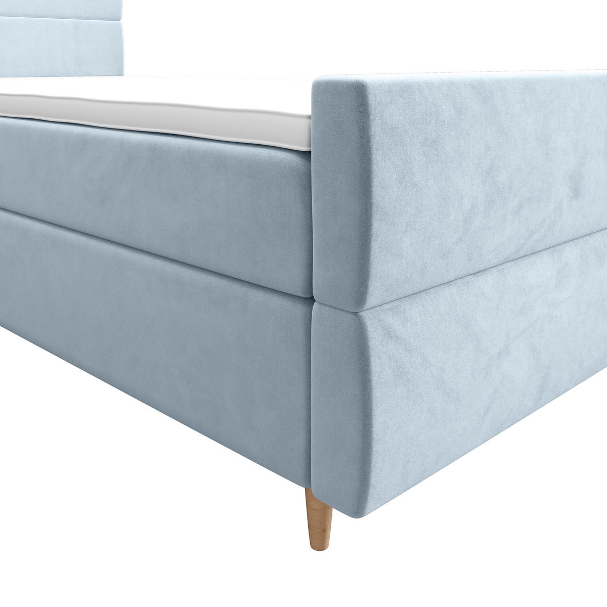 BOXBETT FLO PLUS 90x200 Itaka 13, mit Matratze H3, Bonell und Topper, Hellblau - Hellblau, Holz/Textil (90/200cm) - Bedante