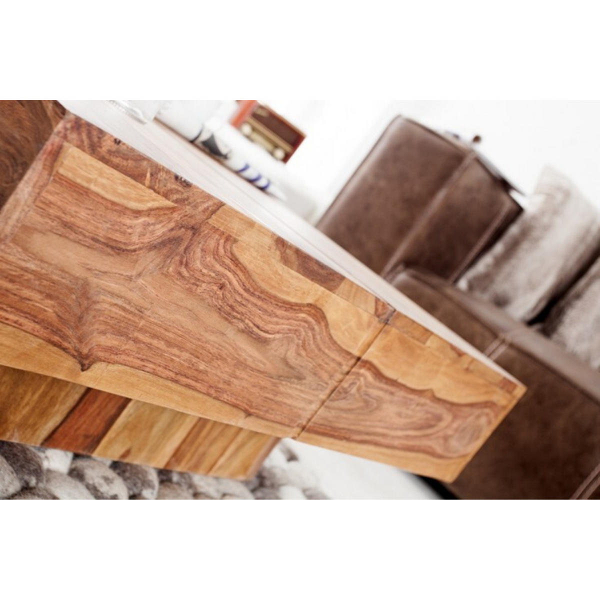 COUCHTISCH BOLT Sheesham Stone Finish 70 cm - Braun, Holz (70/70/35cm) - riess-ambiente
