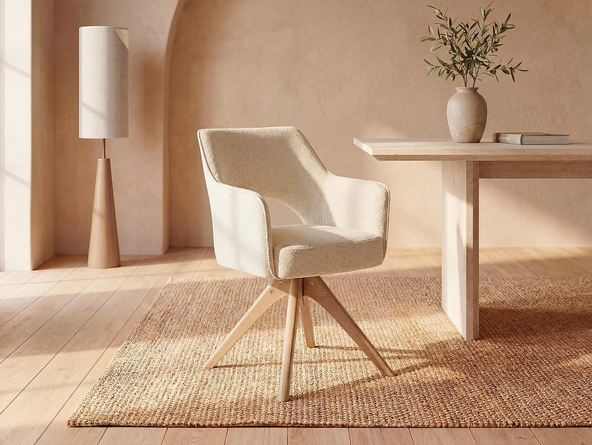 STUHL - 57 cm x 61.5 cm - Stoff - Cremefarben KONYA - Creme, Textil (57/79.5/61.5cm) - Vente-Unique