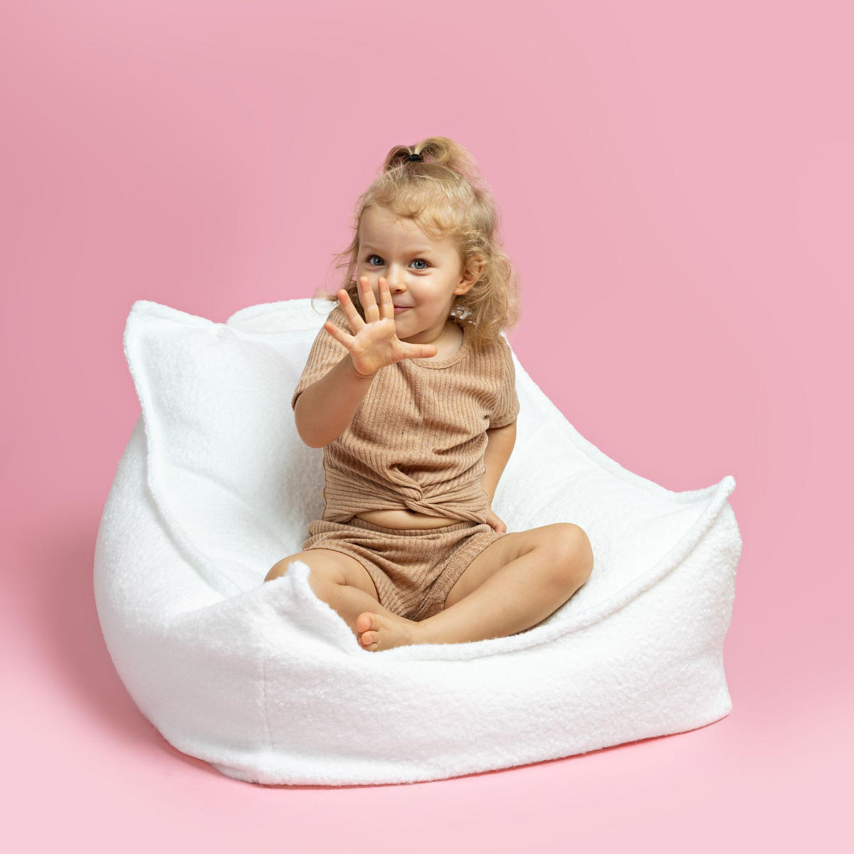 SITZSACK für Kinder, Eckig, Bearly, Cremig - Creme, Textil (60/50/70cm) - MeowBaby