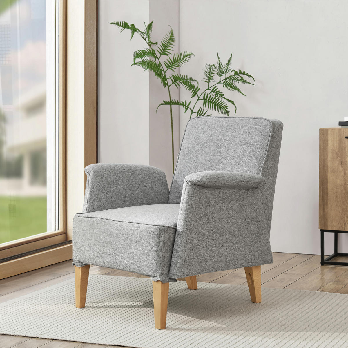 POLSTERSESSEL Diespeck Textil Hellgrau - Hellgrau, Textil (78.5/82/77cm) - [en.casa]