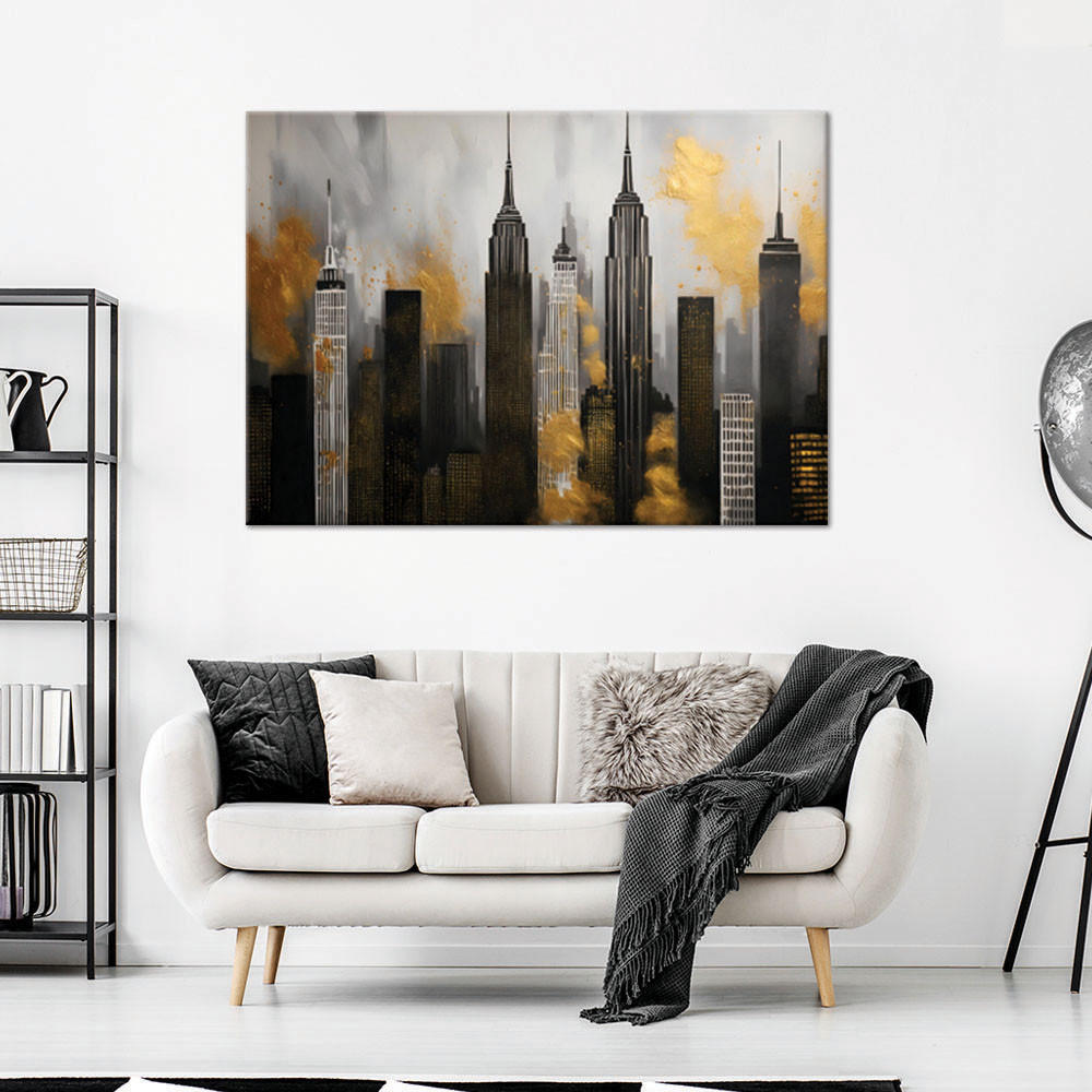 WANDBILD wolkenkratzer gebäude architektur - Grau, Textil (60/40cm) - Feeby