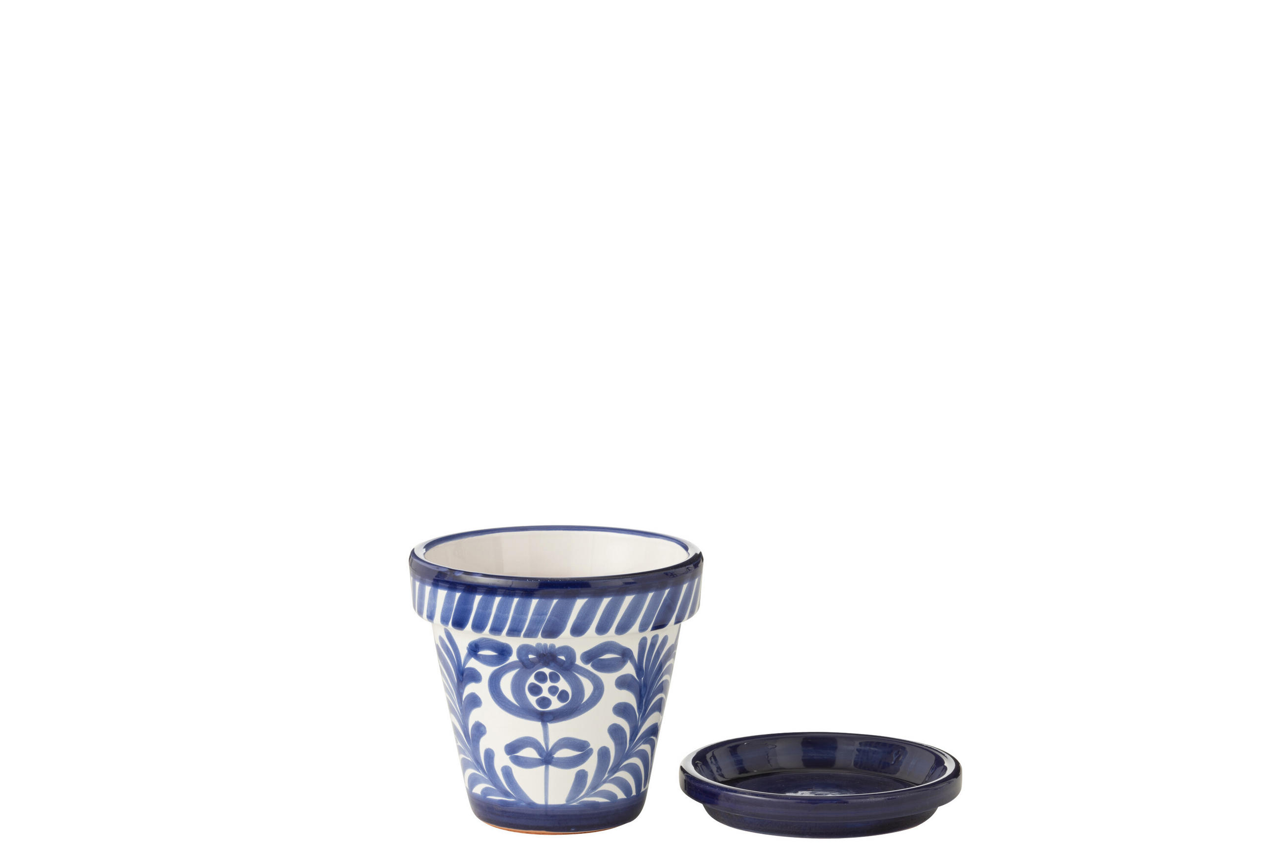 BLUMENTOPF GRANADA PATTERN - Töpferei - Blau - S - Ø 21 cm - Multicolor, Keramik (21/19cm) - J-Line