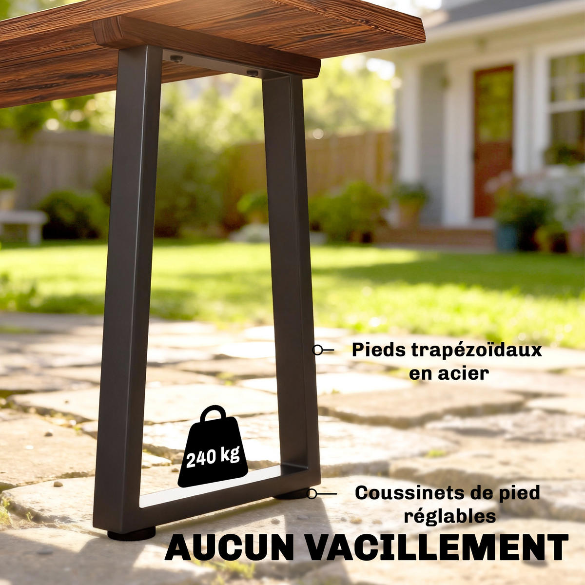 GARTENBANK DE-17794 2 Sitzer ohne Rückenlehne, 150x28x48 cm Carbonisiert - Braun, Metall (150/48/28cm) - ComfortXL