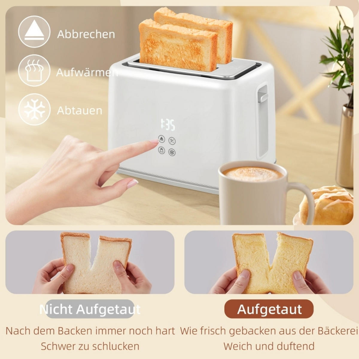 WASSERKOCHER-TOASTER Toaster Set 2200W 1,5L Weiß 21,5/15,5/25,1 cm - Weiß, Kunststoff (15.5/25.1/21.5cm) - Rolipo
