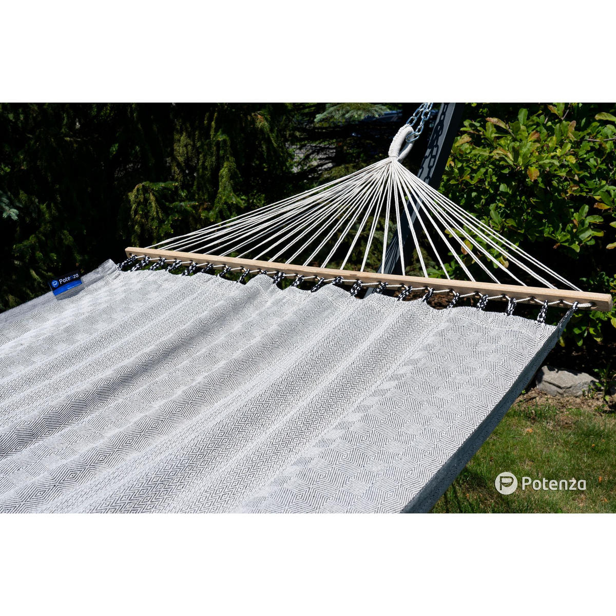 HÄNGEMATTE mit Verzinktem Gestell, 2 Personen, Stabhängematte, XL, 160 kg, Metall, Medelin Grau, einfache Montage - Grau, Metall (370/130/120cm) - Potenza