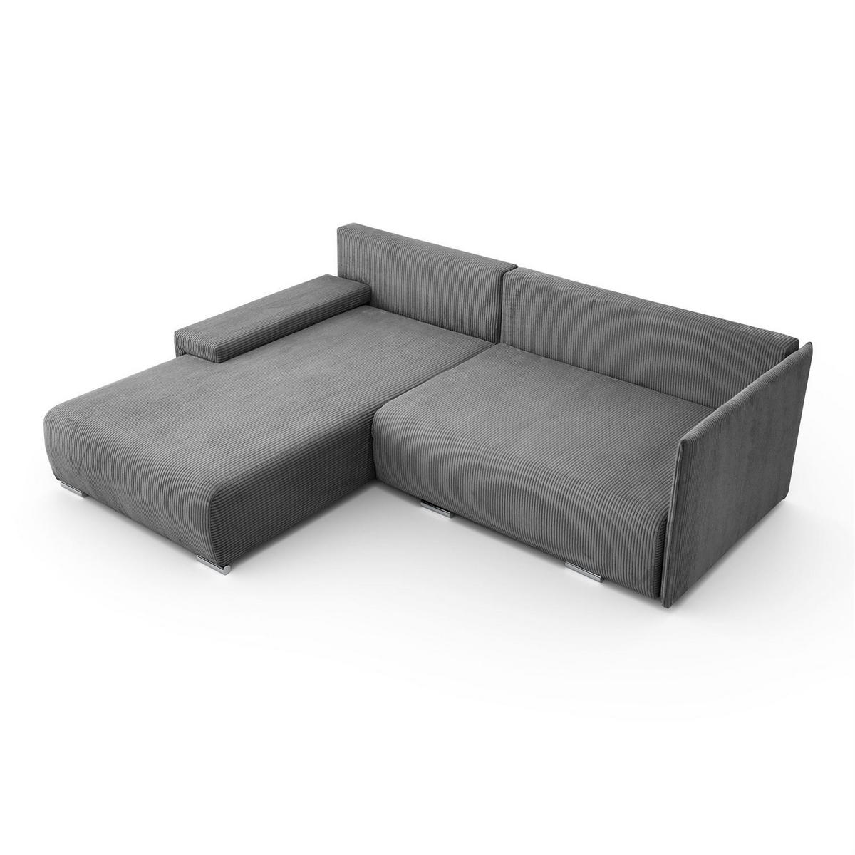 ECKSOFA LAVIO L mit Schlaffunktion und Bettzeugkasten Linke - Grau, Textil (246/188cm) - Lookway