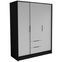 DREHTÜRENSCHRANK CAVA 150,5/200/51 cm Modern Kleiderschrank 3-türig Schwarz - Schwarz, Holzwerkstoff (150.5/200/51cm) - MASSENO