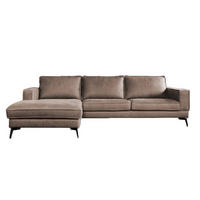 ECKSOFA BLOOM Taupe Leder - Taupe/Schwarz, Leder (276/177cm) - KAWOLA