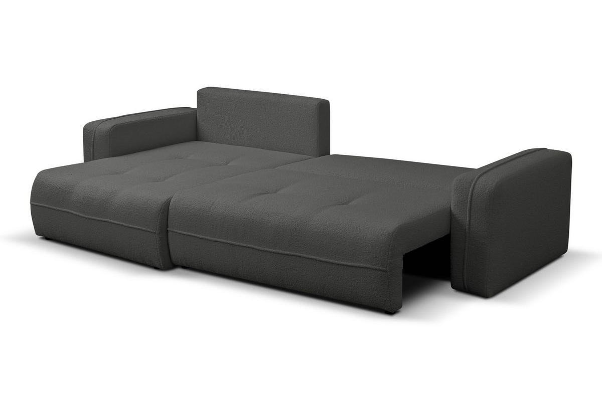 ECKSOFA CLOUD mit Schlaffunktion und Bettkasten Boucle Cloud (Grau) - Grau, Textil (276/145cm) - VENASI MÖBEL