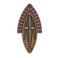 WANDDEKO MASKE Grün Braun 24x48cm - Braun/Grün, Holzwerkstoff/Kunststoff (24/48/1cm) - KUNSTLOFT
