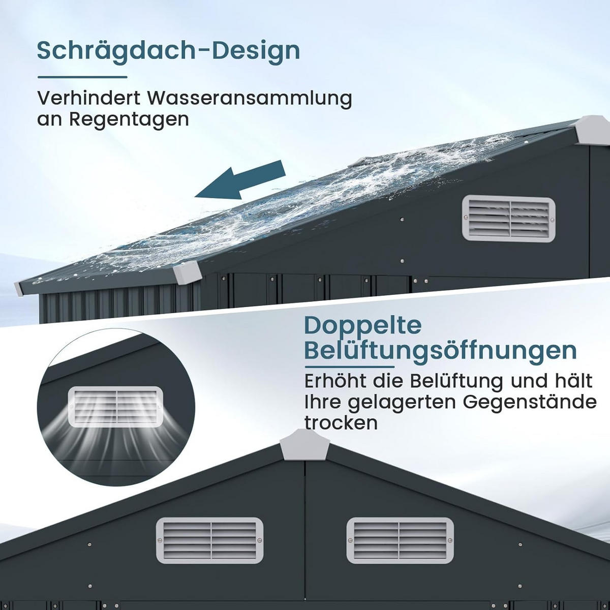 GARTENHAUS Schwarz - Schwarz, Metall (129/197/182cm) - COSTWAY