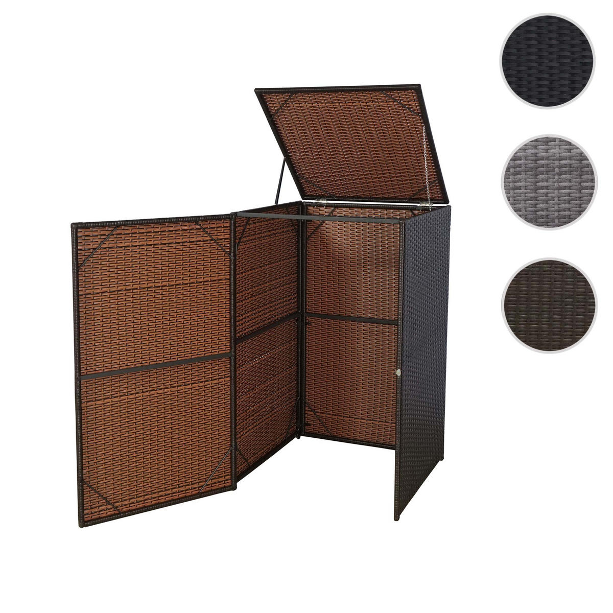 MÜLLTONNENBOX HxBxT 110x65x66cm Poly-Rattan 120l Braun - Braun, Kunststoff (65/110/66cm) - PROREGAL