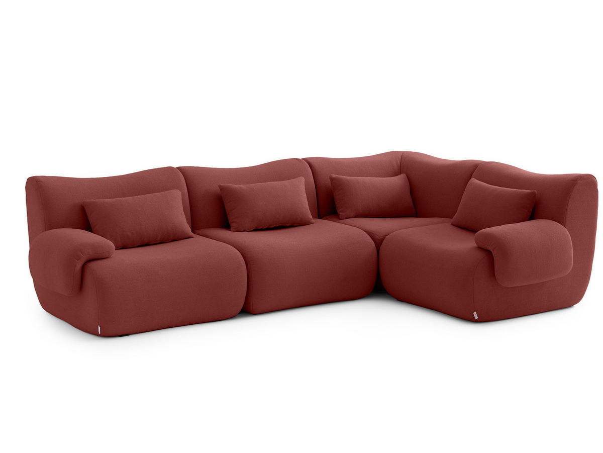 ECKSOFA Bouclé-Stoff Terrakotta-Rot - Terracotta, Textil (269/182cm) - MILYsofa