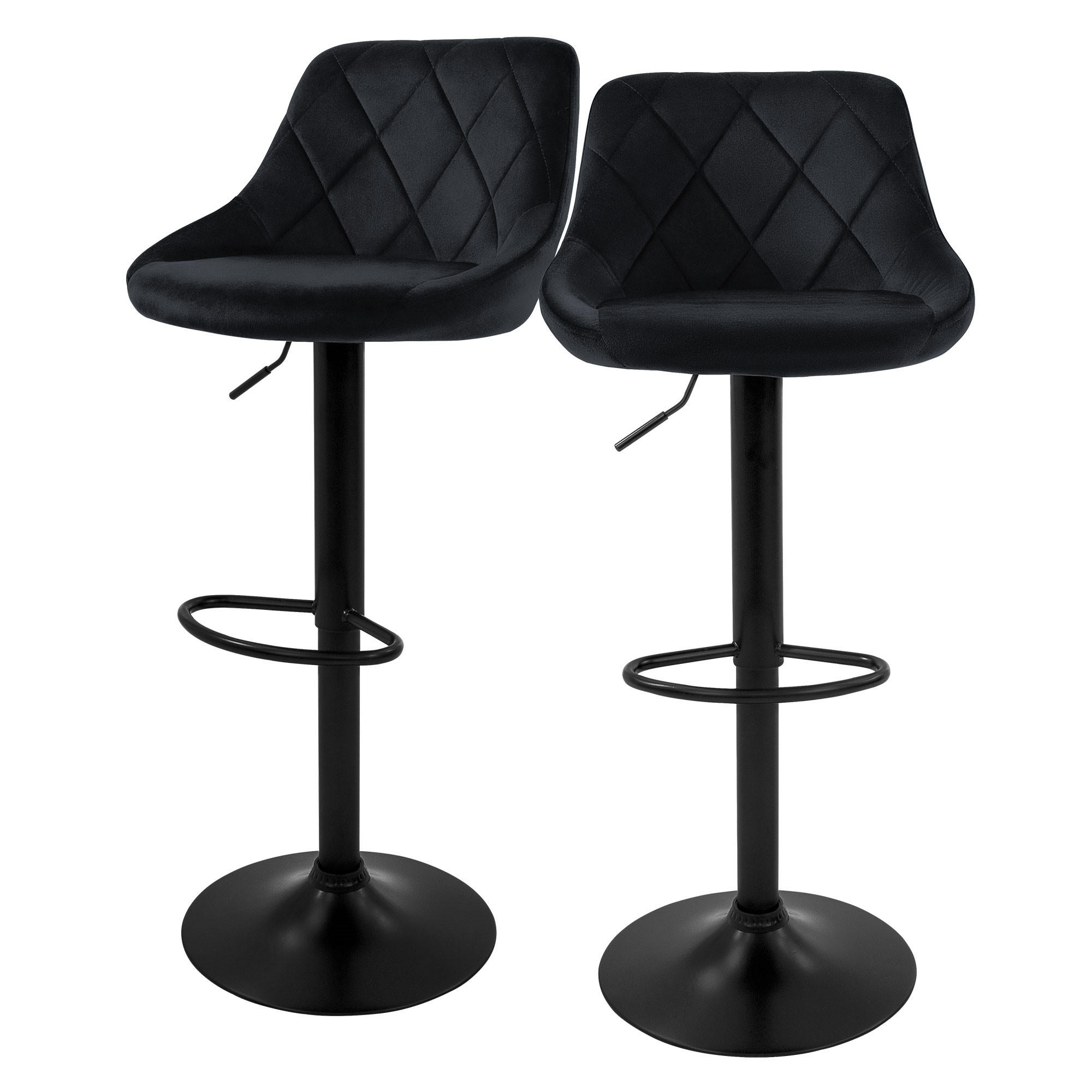 BARHOCKER Samt schwarz 2er Set - Schwarz, Metall (37/106/47cm) - ML-DESIGN