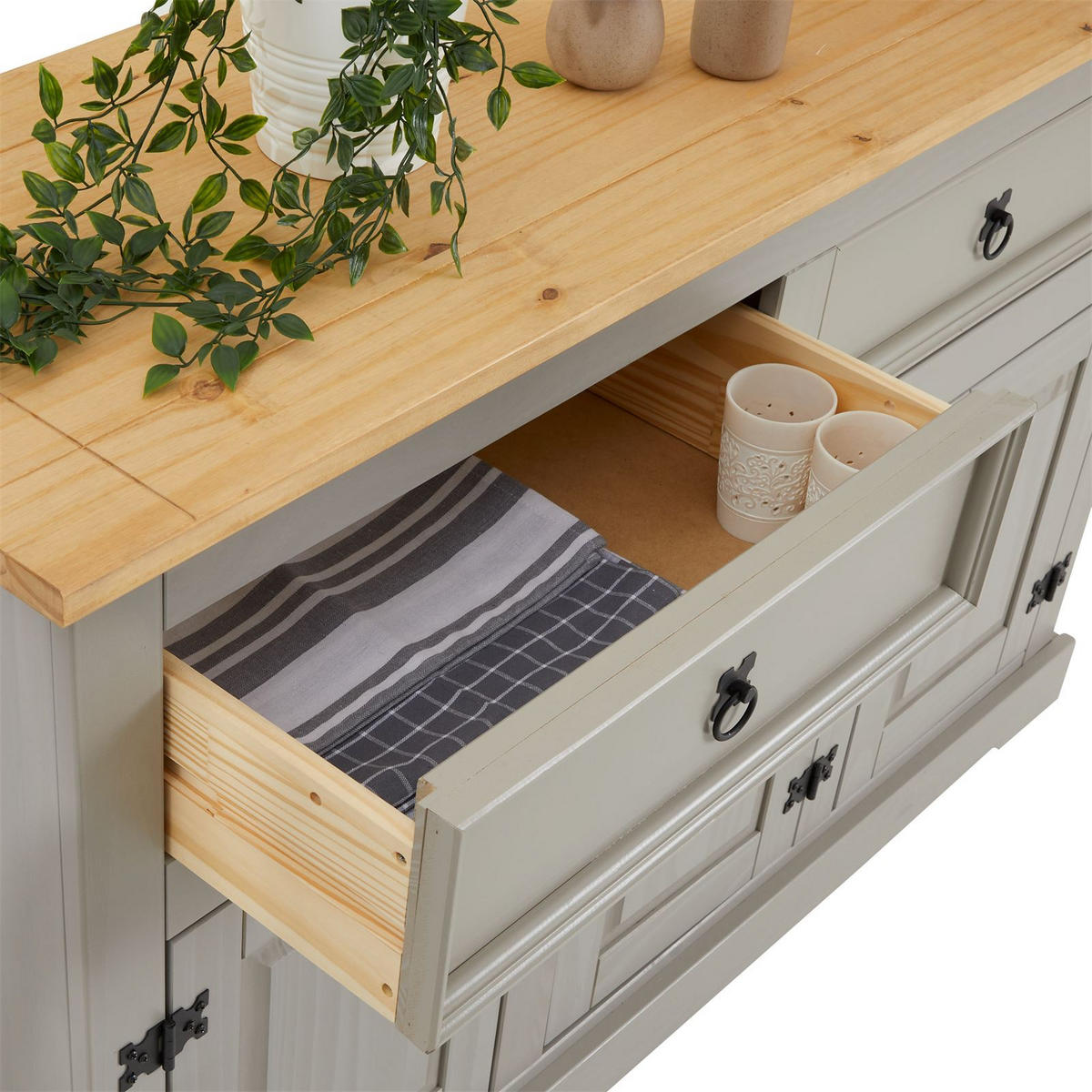 ANRICHTE TEQUILA - Braun/Grau, Holz (133/85/44cm) - IDIMEX