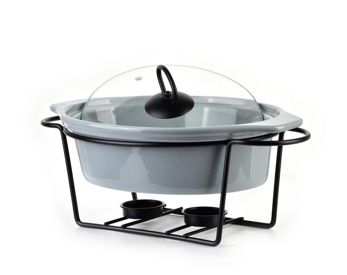 AUFLAUFFORM Modern Kitchen Grau 31/22/12 cm Keramik - Grau, Keramik (22/12/31cm) - Mondex