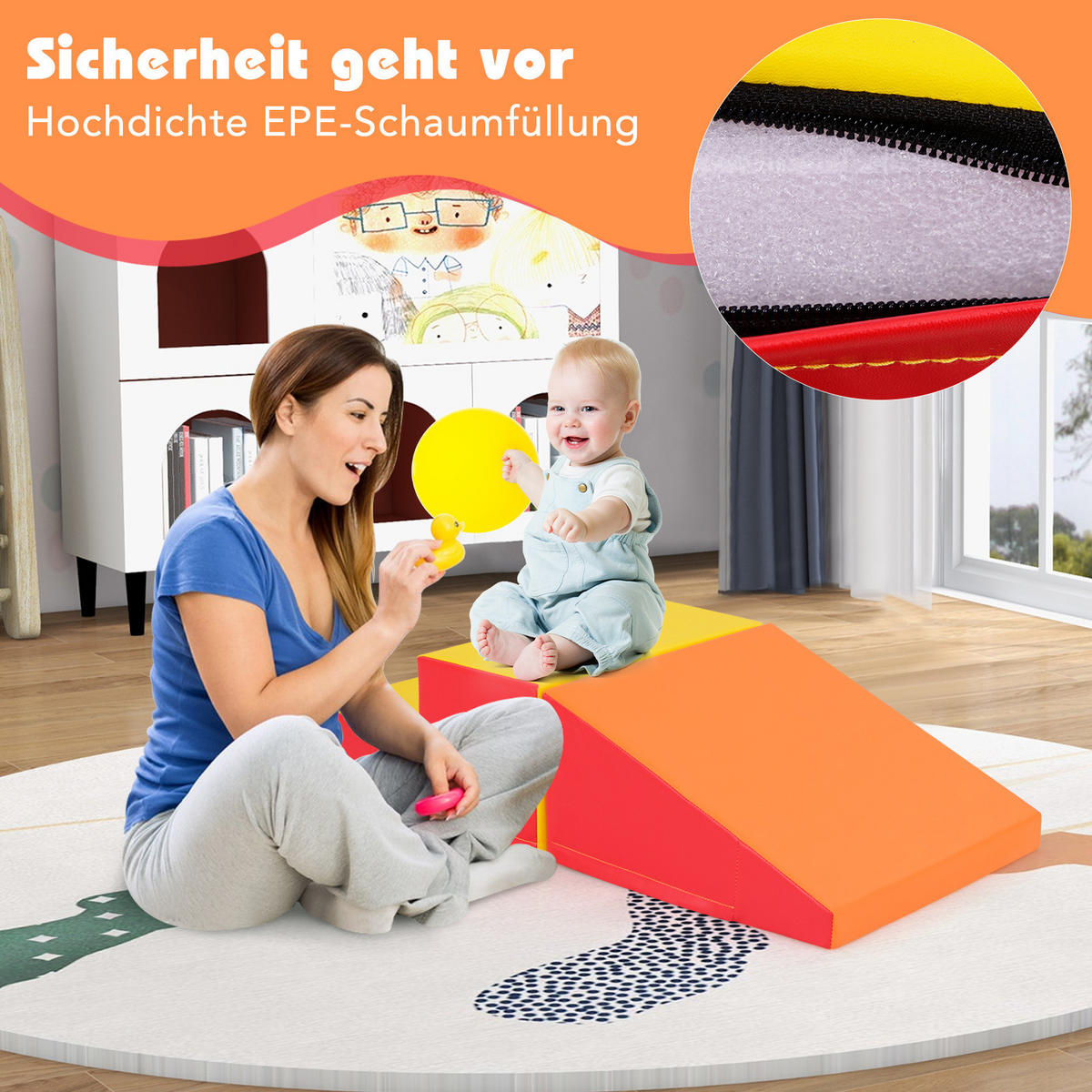 SOFTBAUSTEINE Orange (2er-Set) - Orange, Kunststoff (50/25/100cm) - COSTWAY