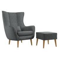 SESSEL Estjano Cord mit Fußbank - Beige/Grau, Holz/Textil (80/106/95cm) - MIRJAN24