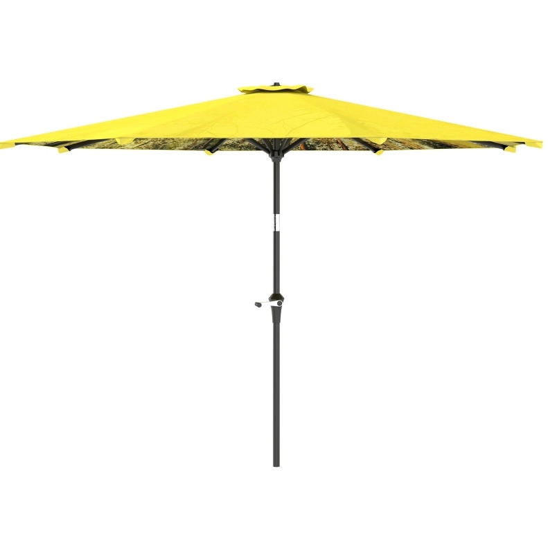 SONNENSCHIRM achteckig 294 cm in Gelb mit Kurbel und Neigefunktion - Gelb, Metall (294/294cm) - BEAOK