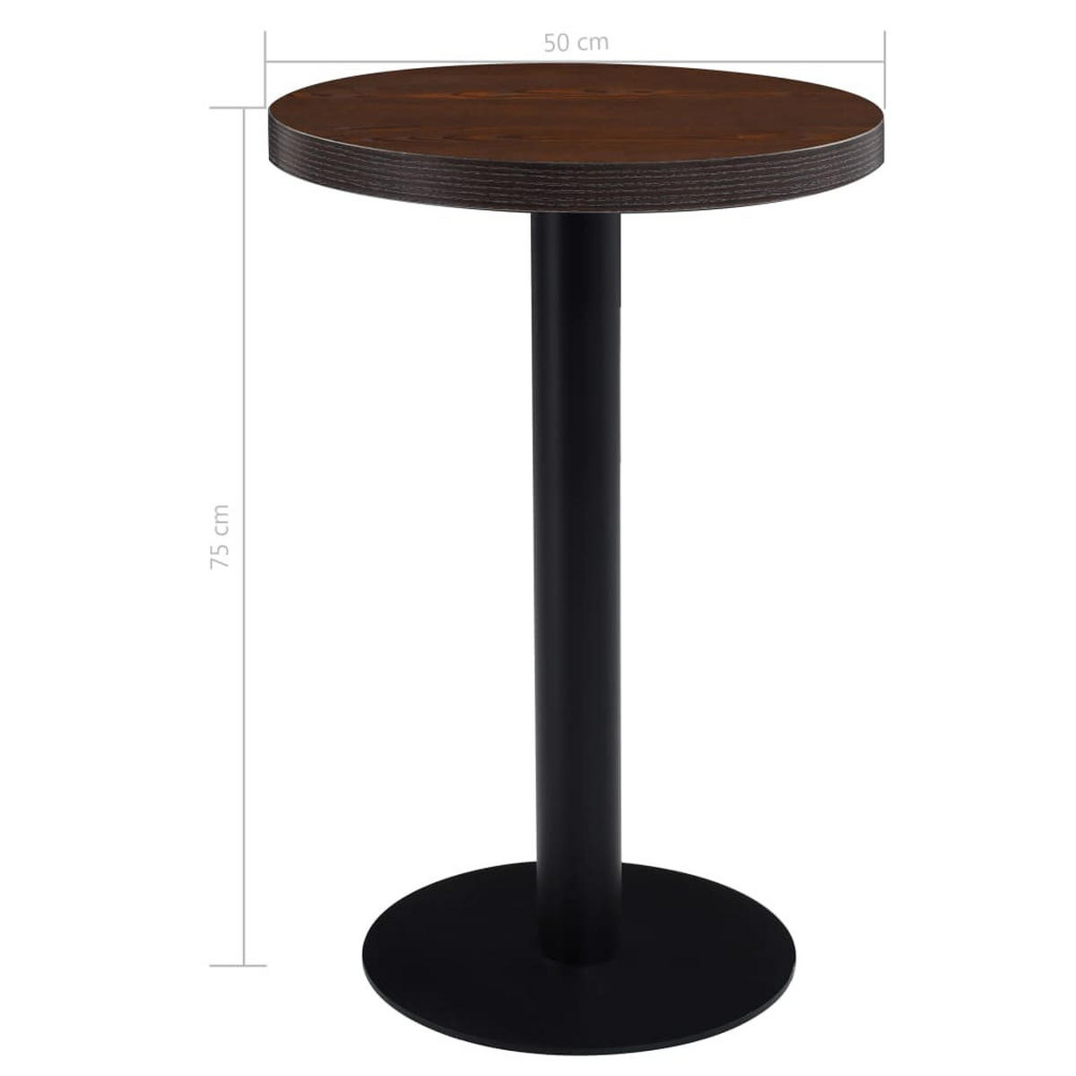 BISTROTISCH Flori rund Dunkelbraun/Schwarz 50 cm MDF - Schwarz, Holz (50/50/75cm) - DELUKE