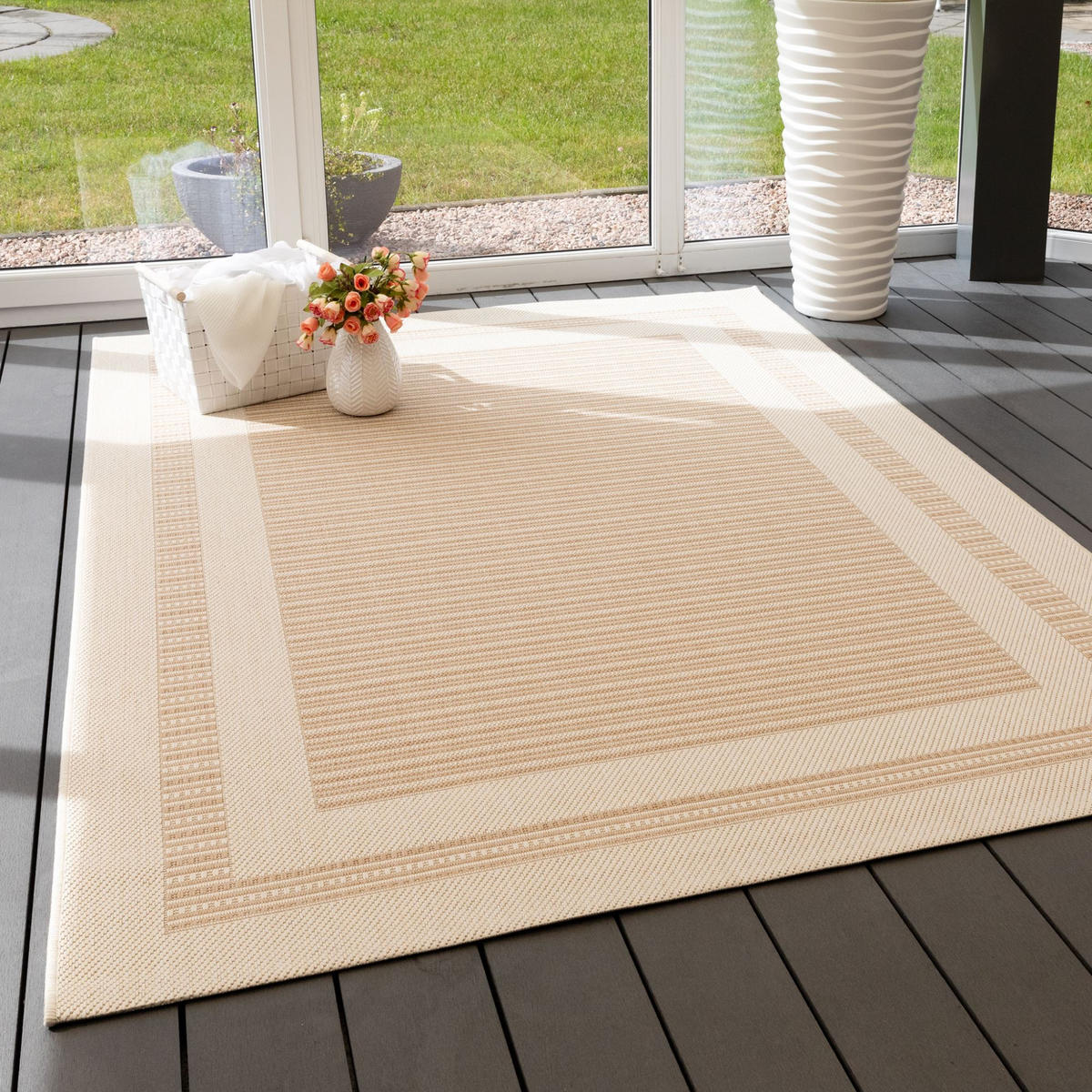 OUTDOORTEPPICH 80/150 cm Bergen Bordüre - Beige, Textil (80/150cm) - Steffensmeier