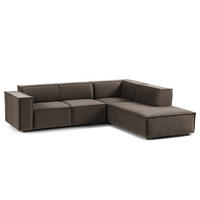 ECKSOFA mit Ottomane - Taupe/Schwarz, Kunststoff/Textil (260/234cm) - home24