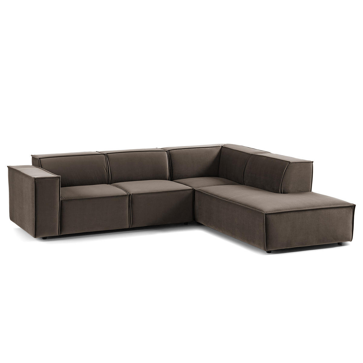 ECKSOFA mit Ottomane - Taupe/Schwarz, Kunststoff/Textil (260/234cm) - home24