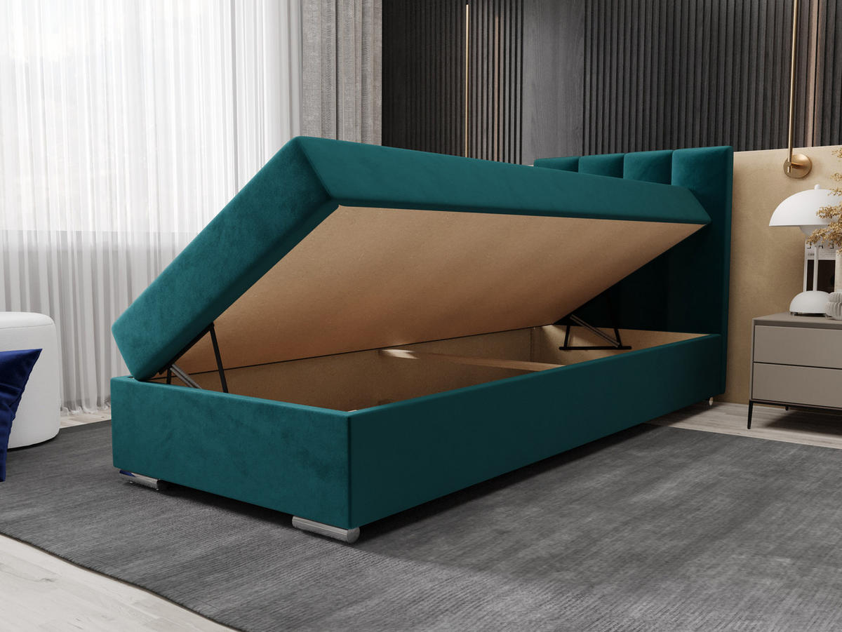 BOXBETT ZILANO 2 mit Matratze H3 und Topper 80x200 Itaka 39 - Blau, Holz/Textil (80/200cm) - Bedante