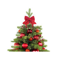 WEIHNACHTSBAUM künstlicher 60 cm mit LED-Beleuchtung, GOLDWEIHNACHTEN II, mit 34 Weihnachtsbaumschmuck, Pflanztopf mit Jutesack - Rot/Grün, Kunststoff/Stein (40/60cm) - LAALU