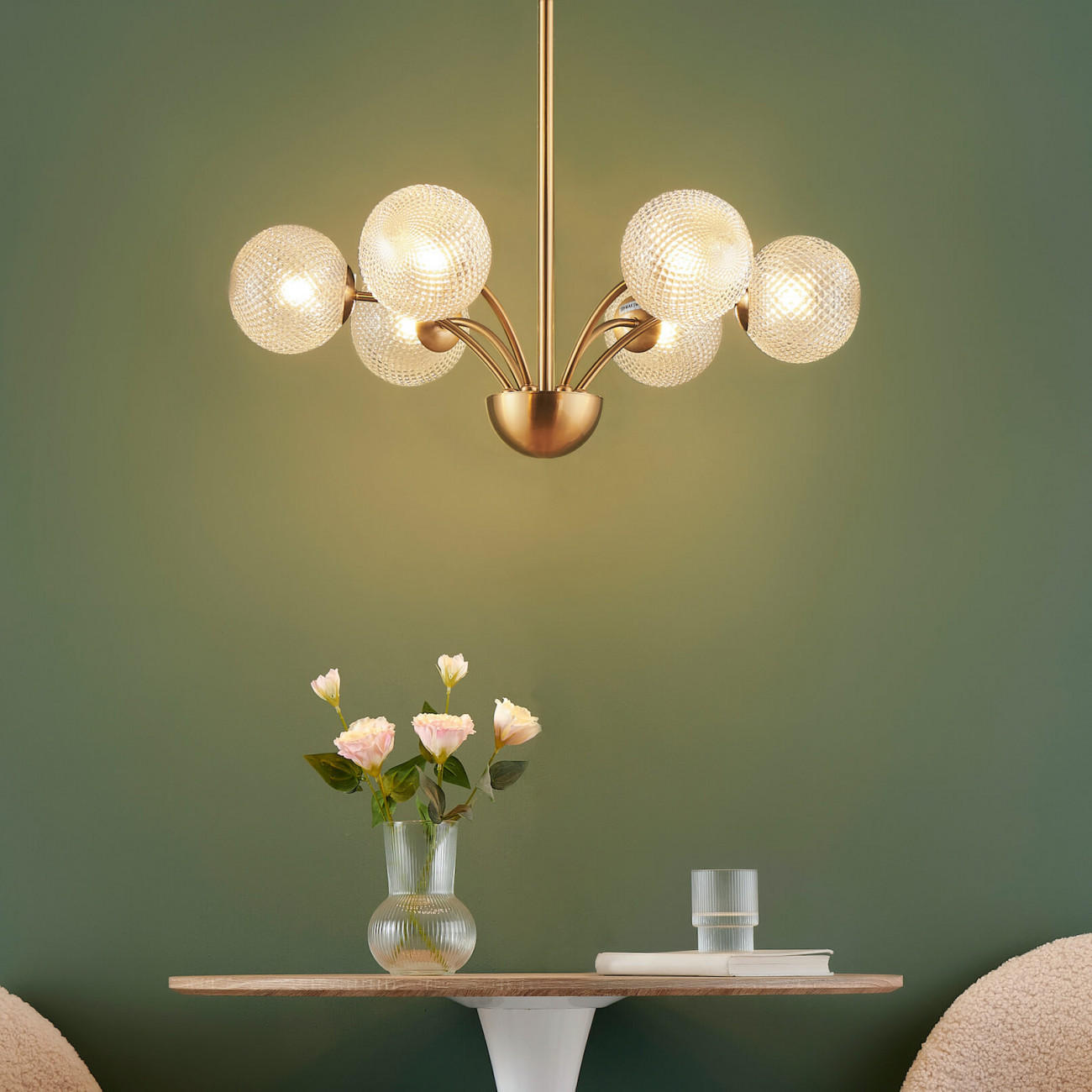 KRONLEUCHTER Gala, Gold / Messing, 19cm - Goldfarben, Glas (19/58/19cm) - KOSILUM