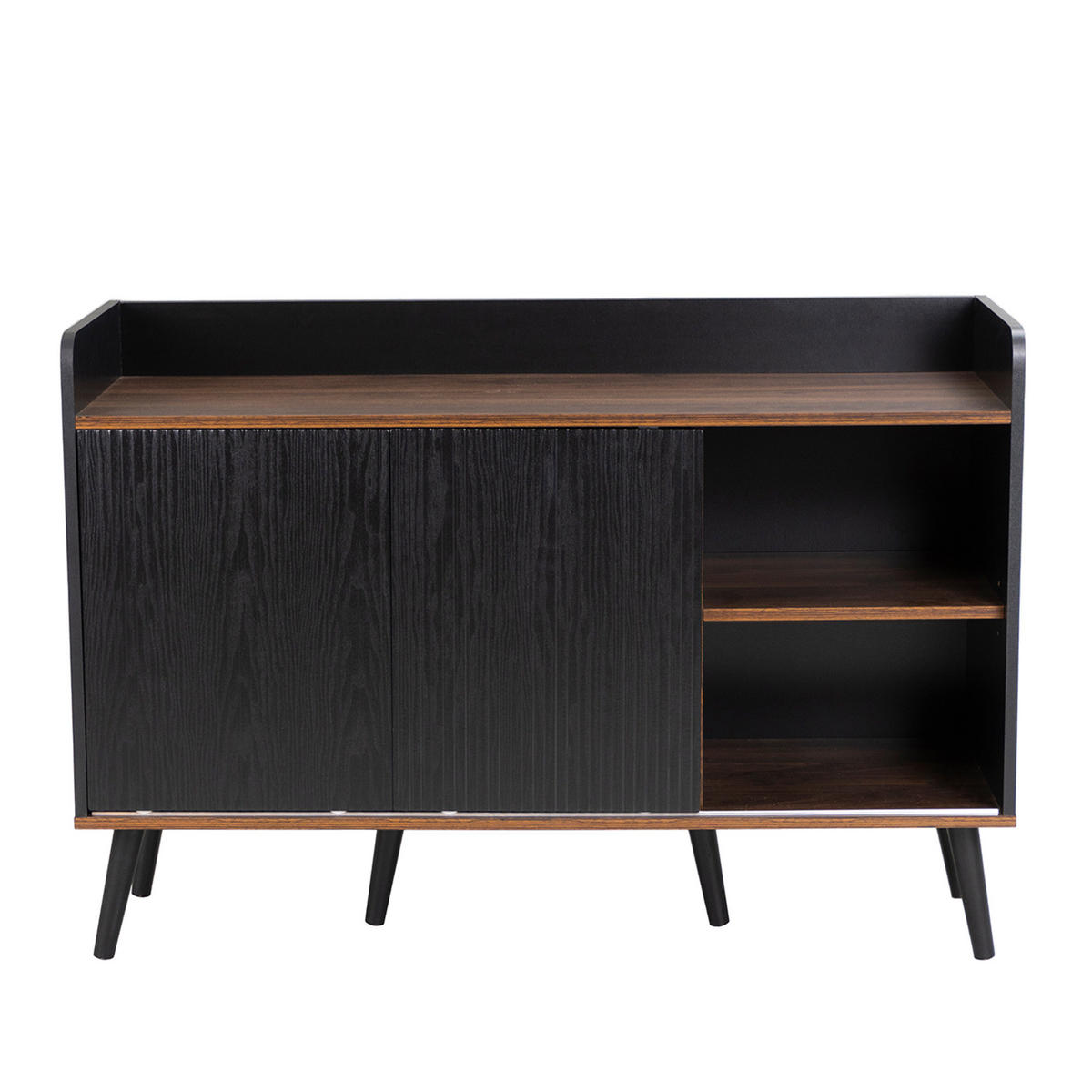 SIDEBOARD mit 3 Schubladen 117,5 x 40 x 80 cm Schwarz Holzoptik - Schwarz, Holzwerkstoff (117.5/80/39.5cm) - Meubliv