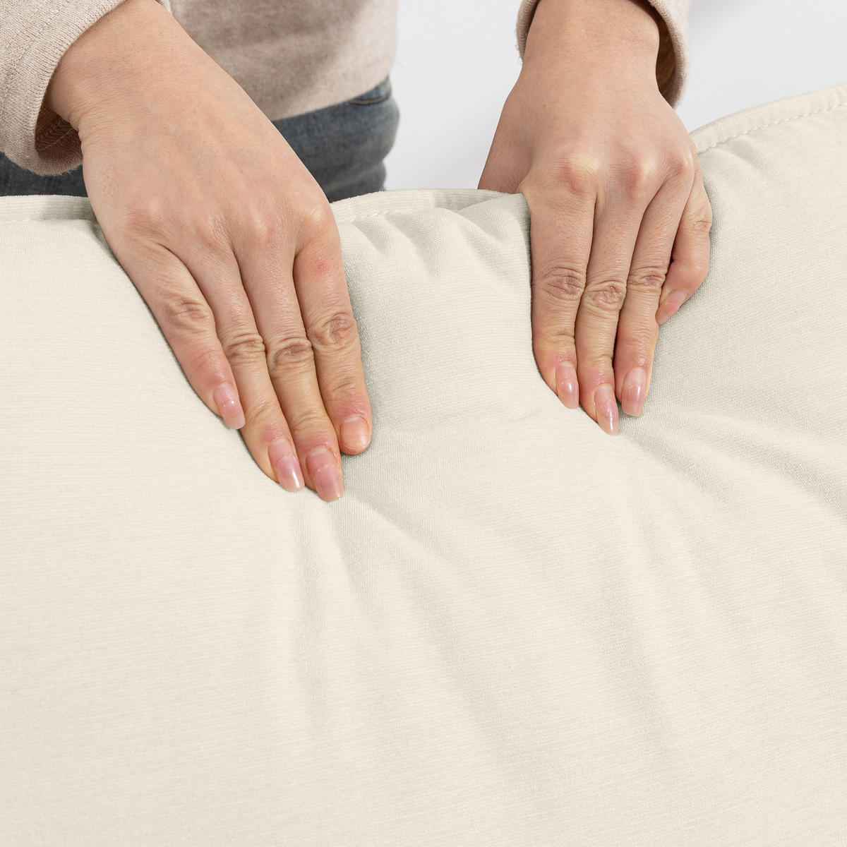 2-SITZER-SOFA DE-06580 mit doppellagiger Polsterung & Federkissen Creme - Creme, Textil/Metall (146/95/84cm) - ComfortXL