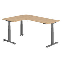 ECKSCHREIBTISCH elektrisch höhenverstellbar L-Form 160/200/74 cm in Eichefarben/Graphitfarben - Eichefarben/Graphitfarben, Holzwerkstoff (160/200/74cm) - bümö
