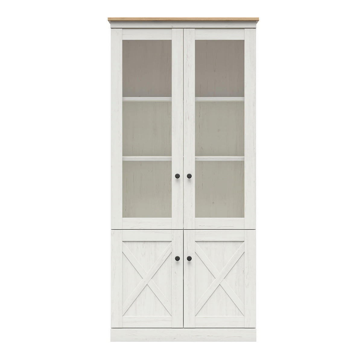VITRINE Victoria Weiß und Holz - Weiß, Holzwerkstoff (93/200/43cm) - Petits-meubles