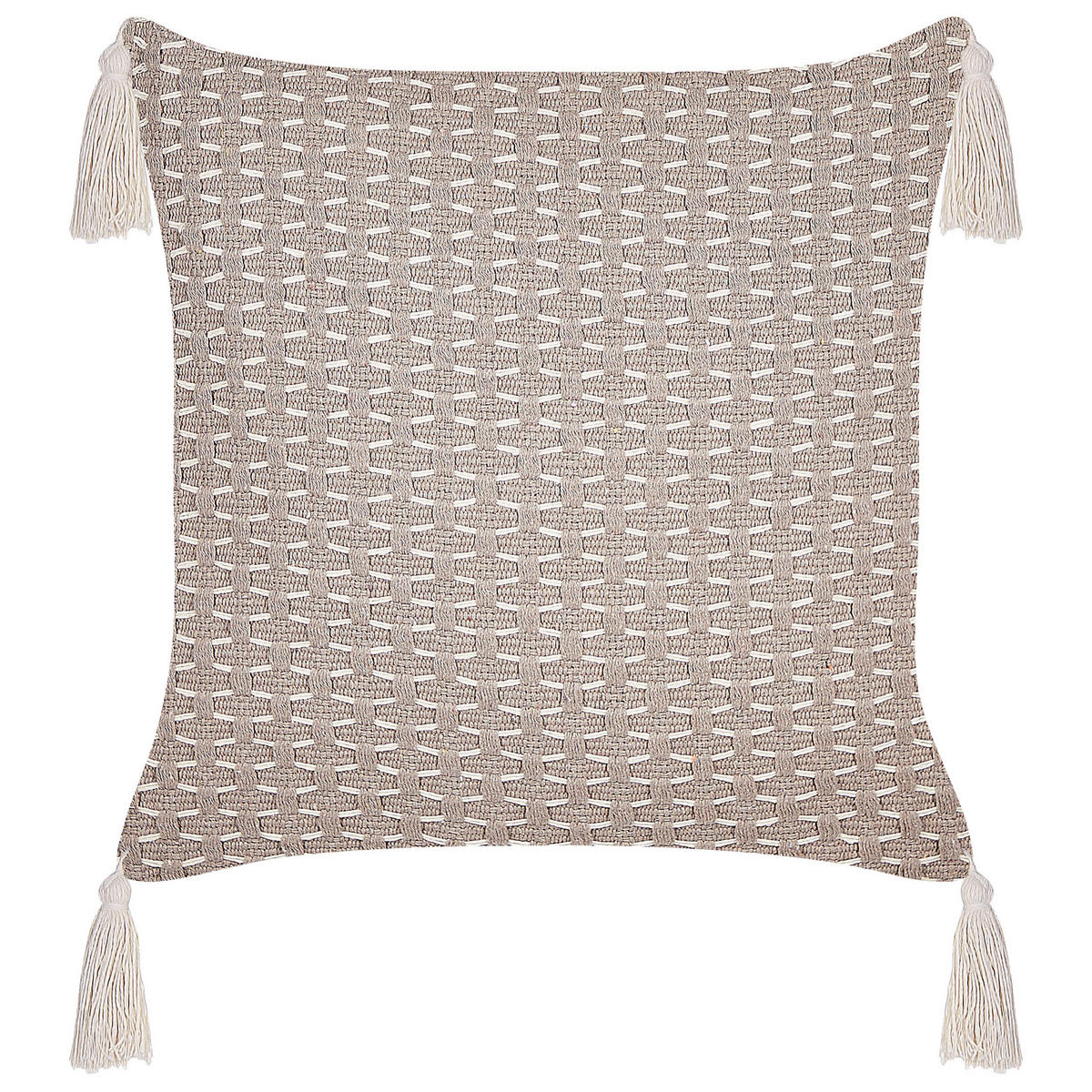 DEKOKISSEN 2er-Set Taupe 42/42 cm Hakone - Graubraun, Textil (42/42cm) - Beliani