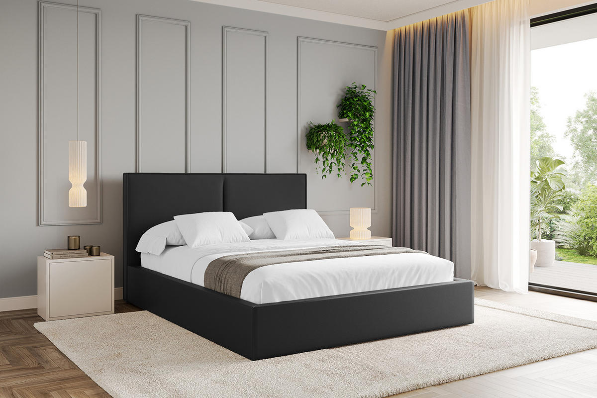 POLSTERBETT mit Bettkasten und Lattenrost, Boxbett ohne Matratze - VANTO 180x200 Schwarz Kunstleder - Schwarz Hochglanz, Holzwerkstoff/Textil (180/200cm) - ALTDECOR