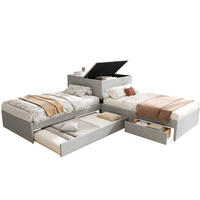 ECKBETT mit Ausziehbett und Stauraum 90x200 cm Leinen Grau - Grau, Holz (90/200cm) - Meubliv
