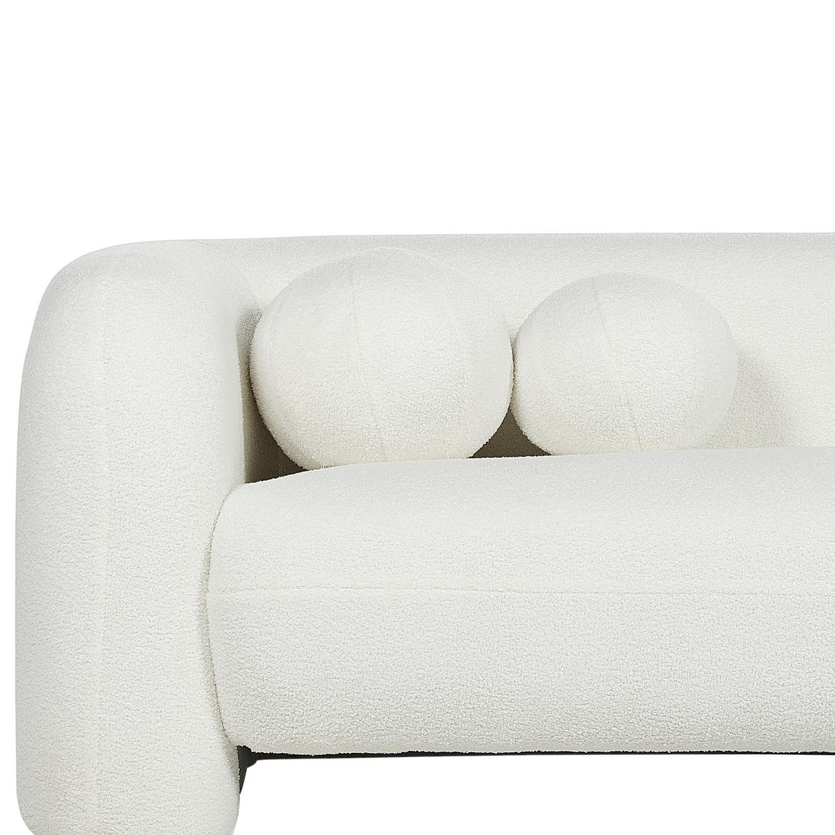 3-SITZER-SOFA Bouclé Weiß Leiren - Weiß, Textil (224/73/83cm) - Beliani