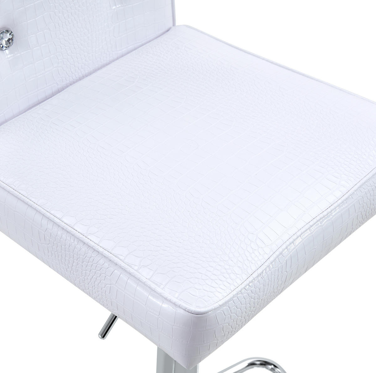 STUHL 4er-Set PVC Weiß mit Kristallknopf-Details - Weiß, Metall (42/125/55.2cm) - Meubliv