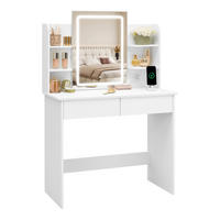 SCHMINKTISCH mit LED-Beleuchtung Spiegel Weiß - Weiß, Glas/Holzwerkstoff (90/135/40cm) - Woltu