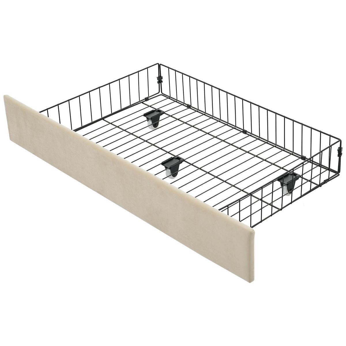 POLSTERBETT 90×200 cm aus Samt-Stoff mit USB-Anschluss, Typ-C-Anschluss und zwei Schubladen, beige - Beige, Textil (90/200cm) - Luhomfu