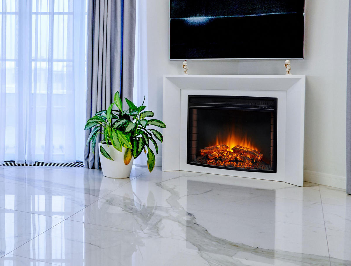 ELEKTROKAMIN Schwarz Wandmodell mit Heizung 2000 W - Schwarz, Glas (76/61/25cm) - Purline