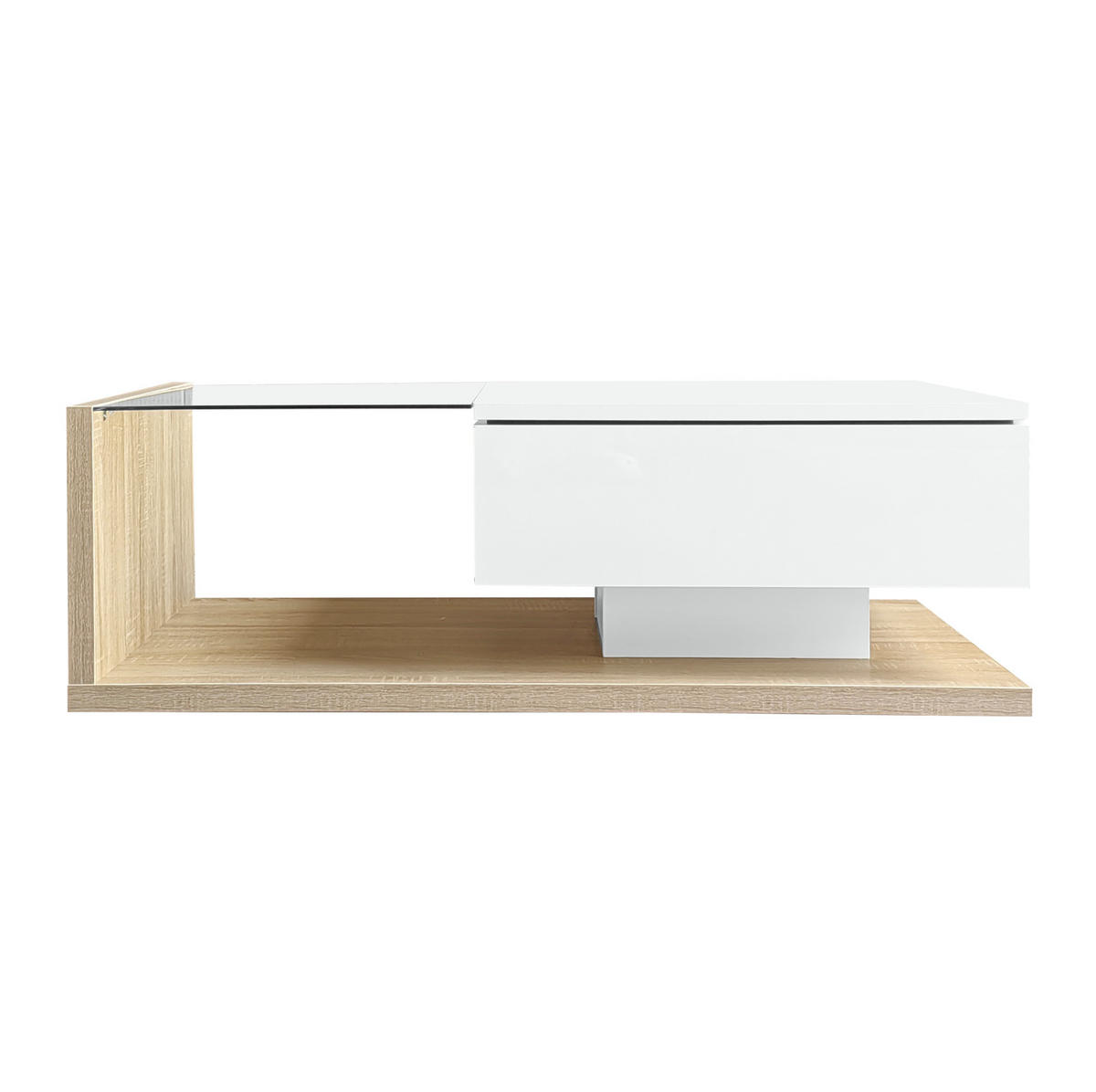 COUCHTISCH aus Spanplatte 105x55x32,5 cm in Natur mit LED-Beleuchtung - Naturfarben, Holzwerkstoff (105/55/32.5cm) - Modfu