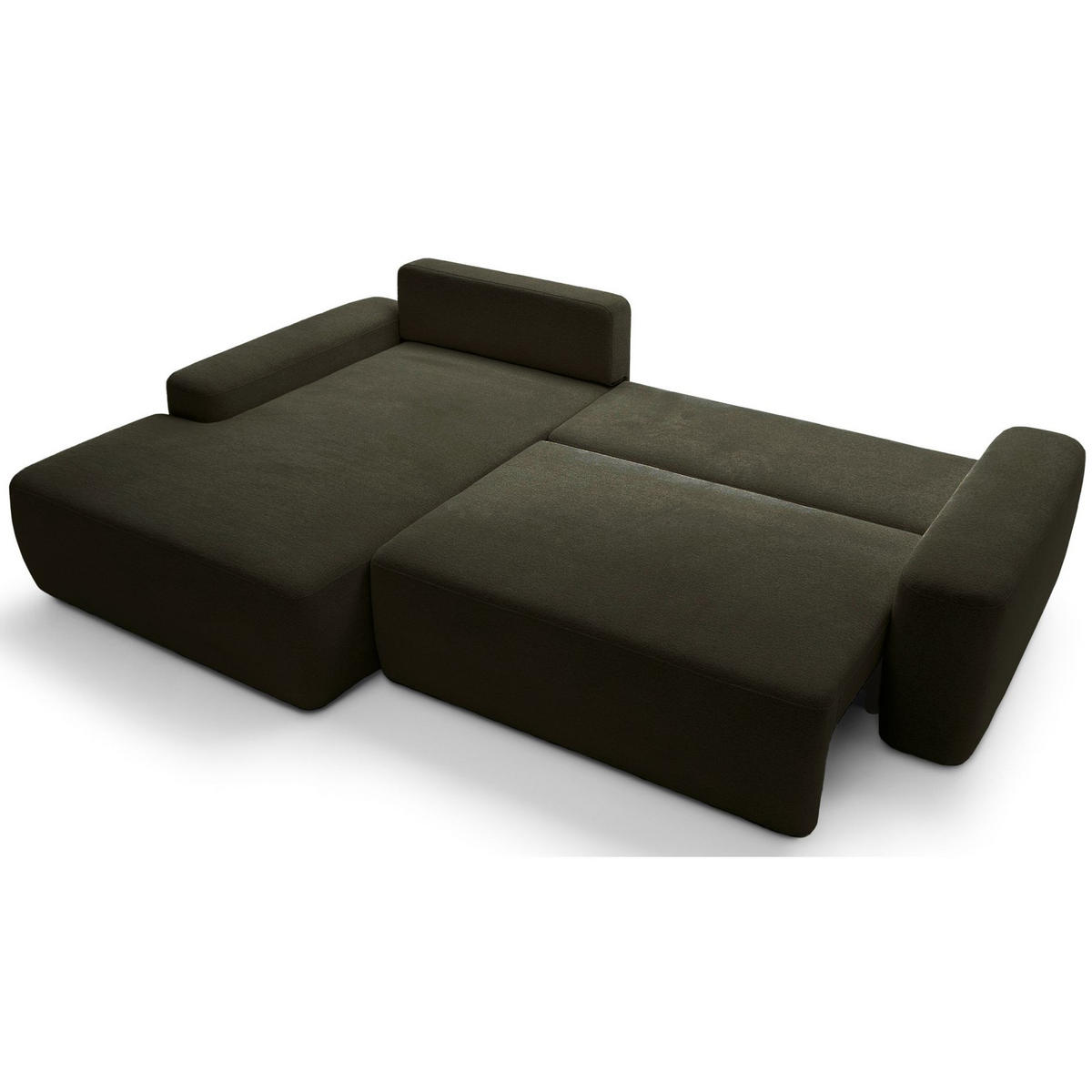 ECKSOFA Baleo Olivgrün Chenille-Bezug - Schwarz/Olivgrün, Kunststoff/Textil (264/162cm) - Selsey
