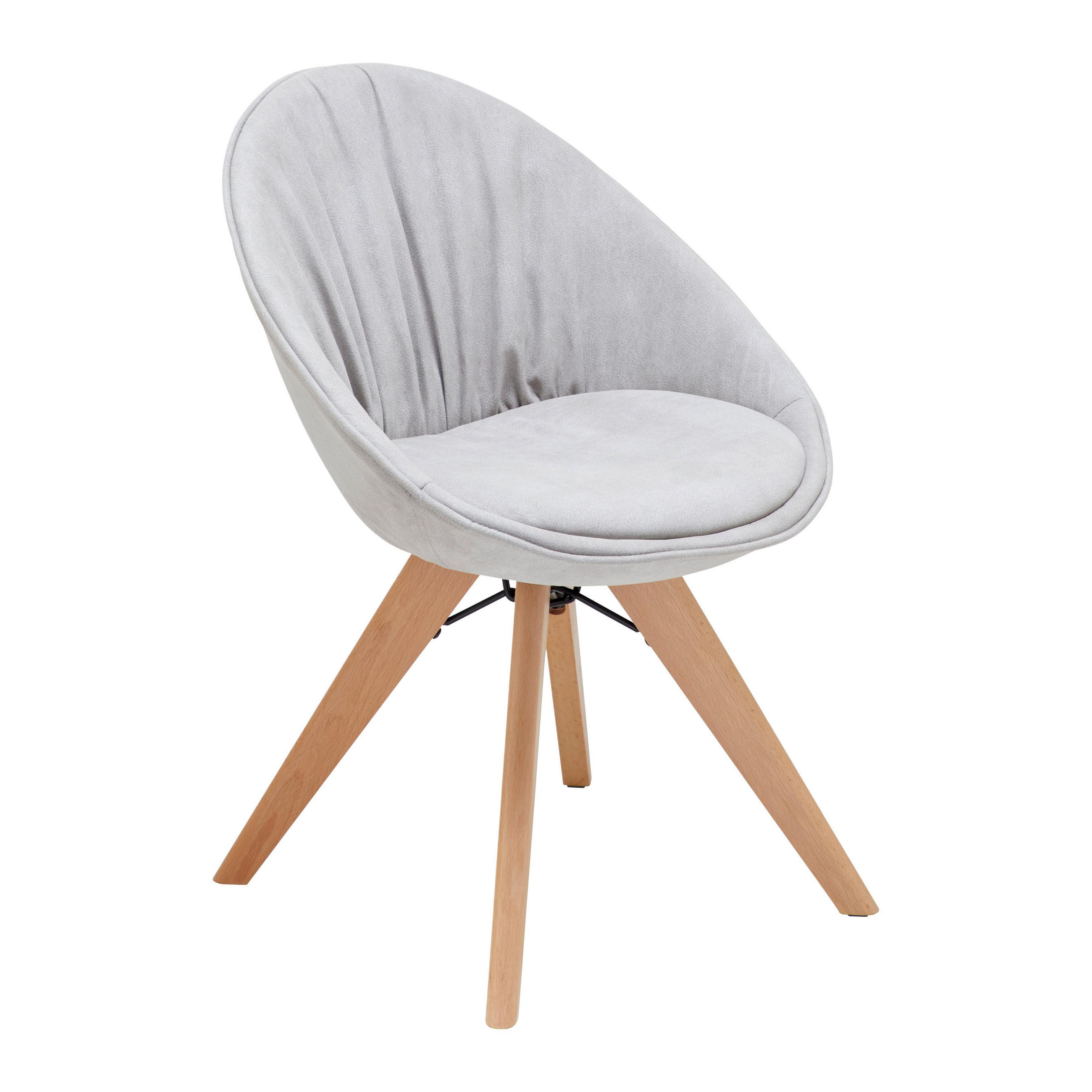 STUHL Valera Hellgrau Mikrofaser Drehbar Gepolstert - Hellgrau, Holz (59/79/58.5cm) - Bessagi Home